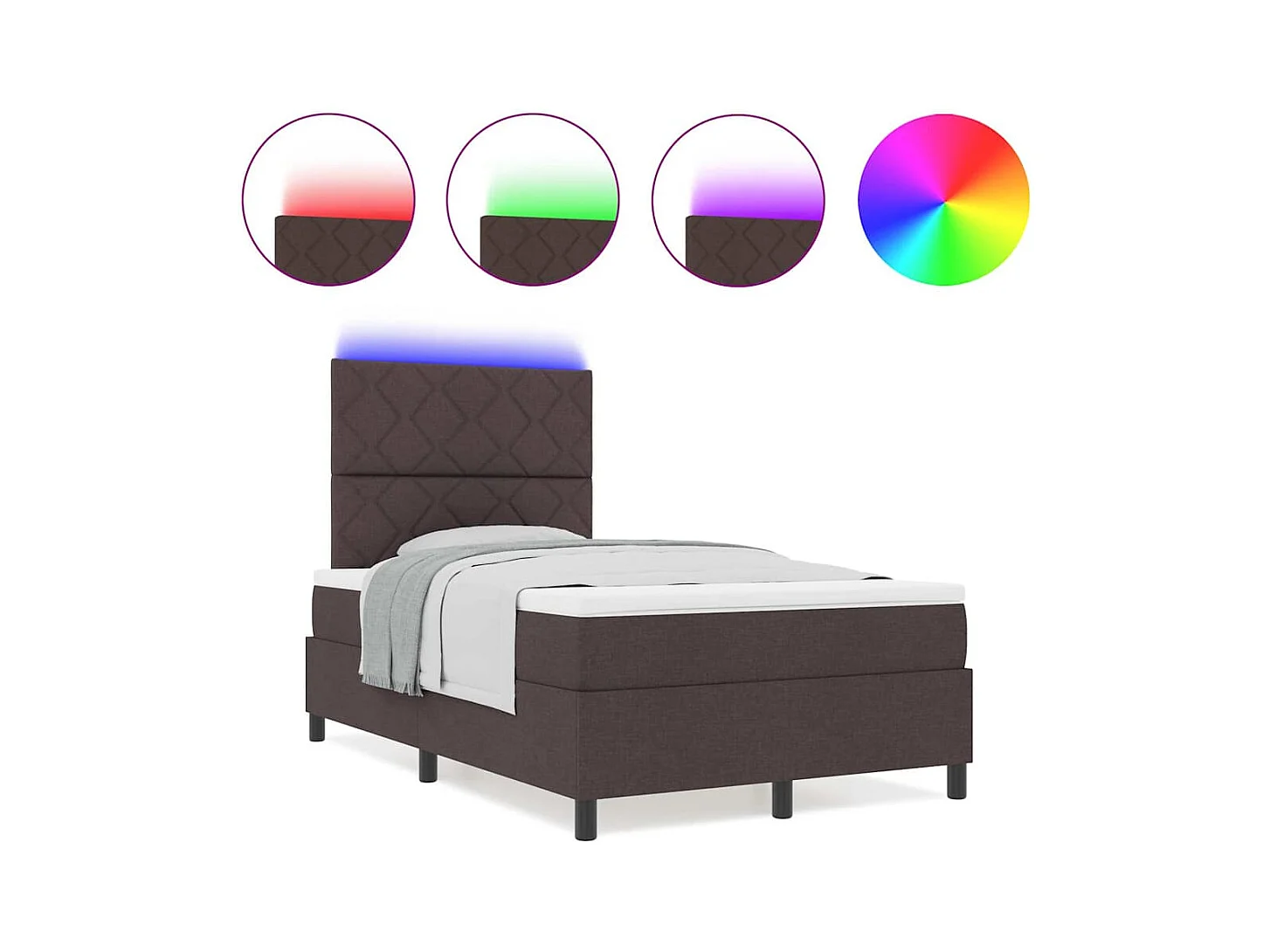 Cama Box com colchão Castanho escuro 120 x 200 cm tecido