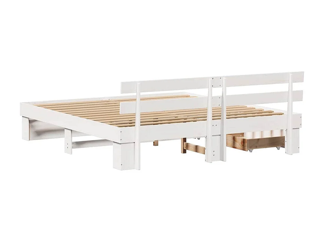 Bedframe met hoofdeinde Wit 200 x 200 cm Massief grenenhout