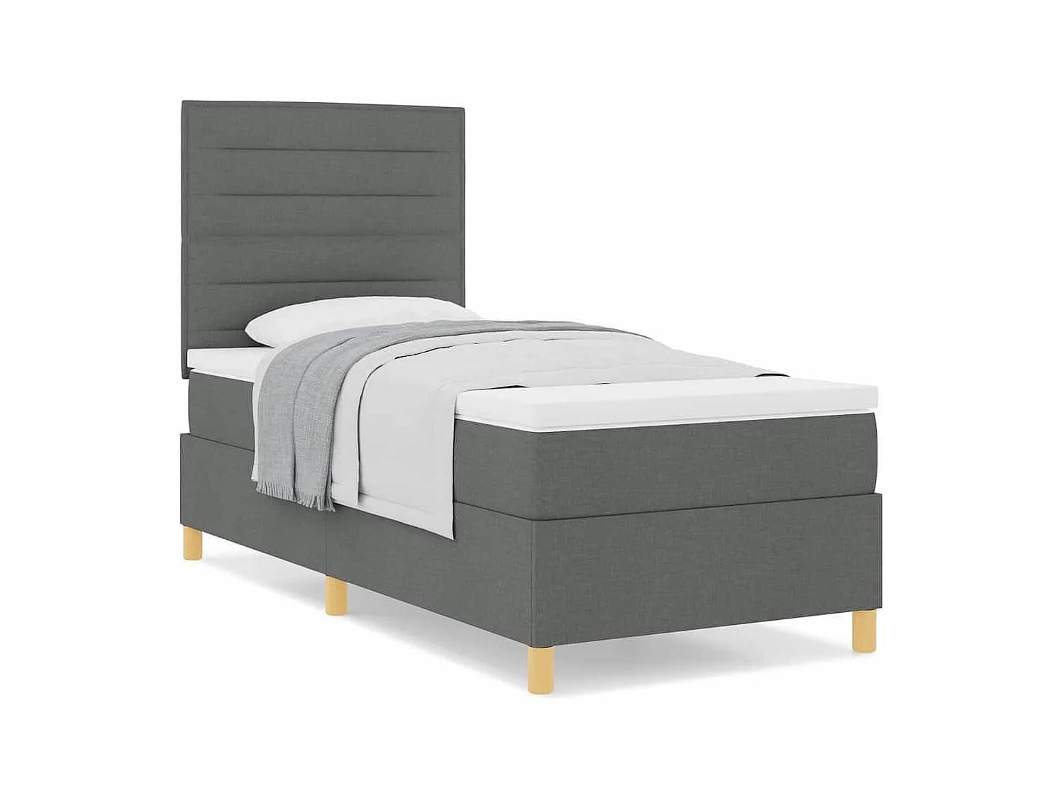 Boxspring bed met hoofdeinde Donkergrijs 90 x 190 cm Stof