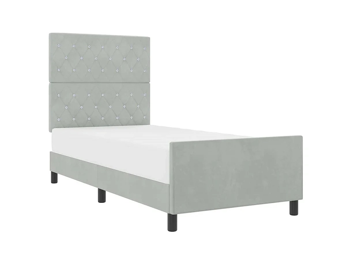 Cadre de lit avec tête de lit Gris clair 100 x 200 cm Velours