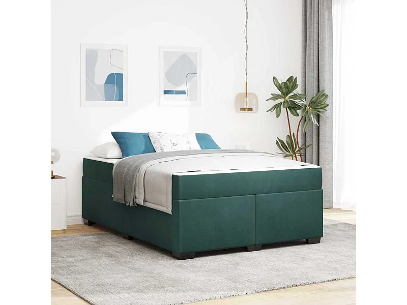 Bedframe met matras met matras Donkergroen 140 x 200 cm Fluweel