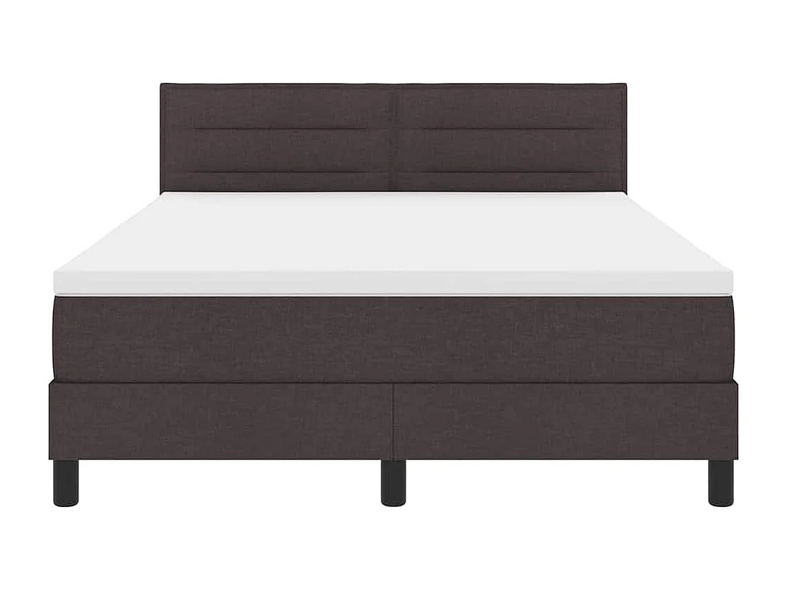 Cadre de lit avec matelas Marron foncé 140 x 190 cm tissu