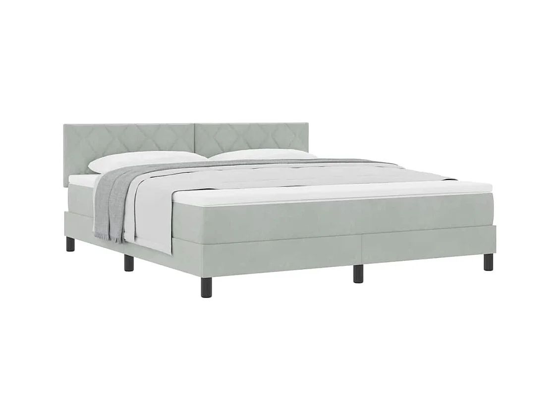 Cadre de lit avec matelas Gris clair 180 x 200 cm tissu