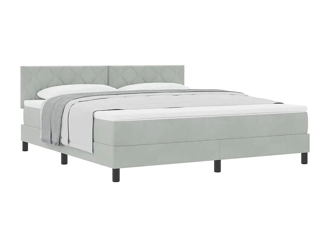 Cama con Somier y Colchón Gris Claro 180 x 200 cm tela