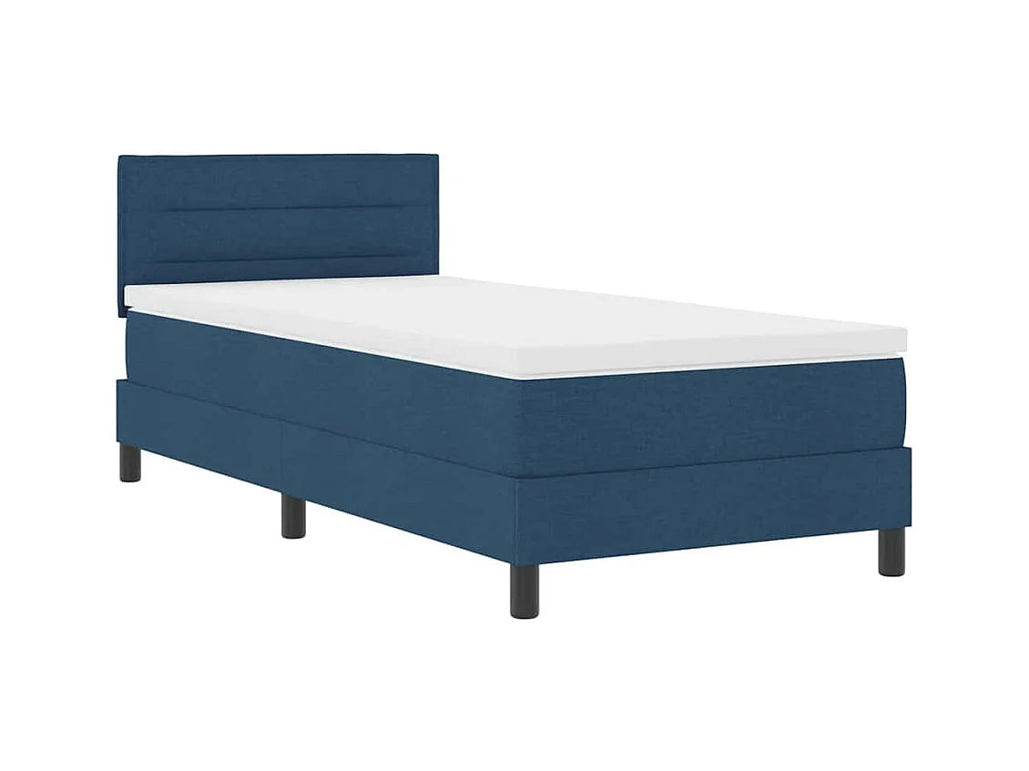 Cadre de lit avec matelas avec matelas Bleu 90 x 190 cm tissu