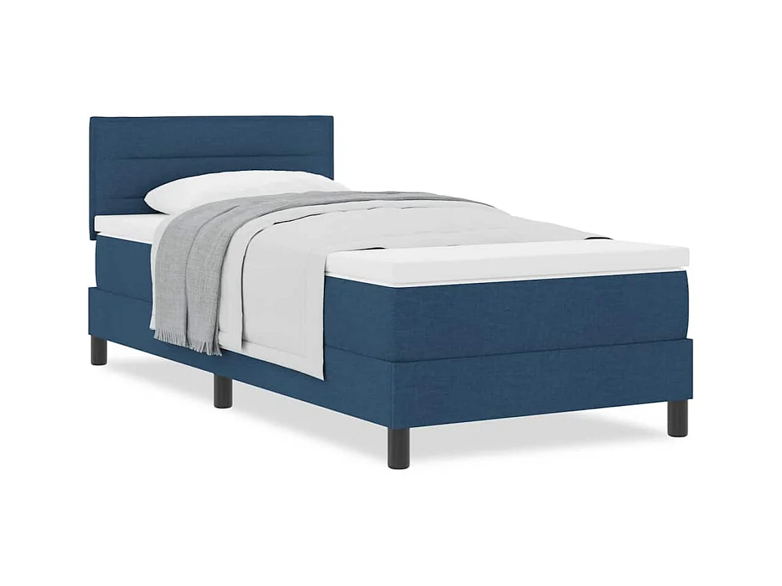 Cadre de lit avec matelas avec matelas Bleu 90 x 190 cm tissu