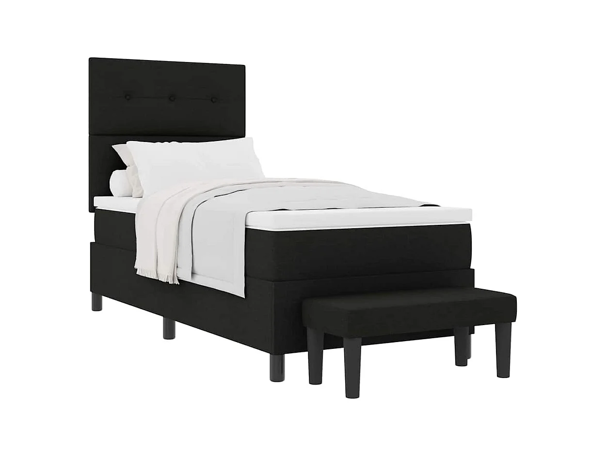Cadre de lit avec matelas Noir 100 x 200 cm tissu