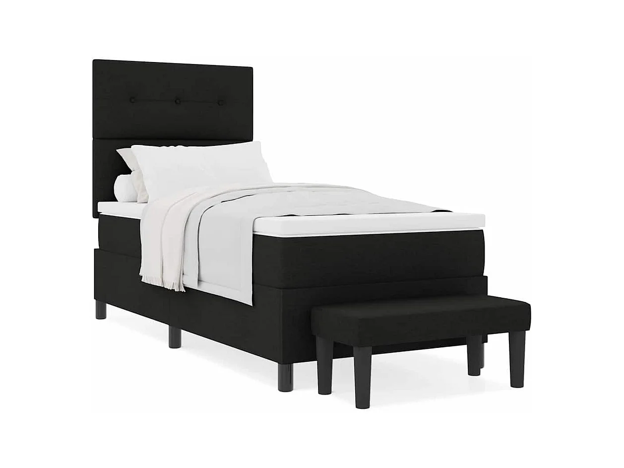 Cadre de lit avec matelas Noir 100 x 200 cm tissu