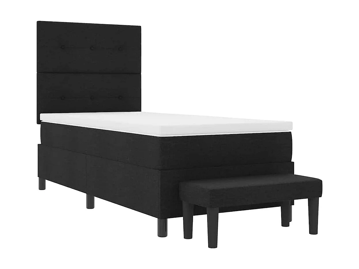 Cadre de lit avec matelas Noir 100 x 200 cm tissu