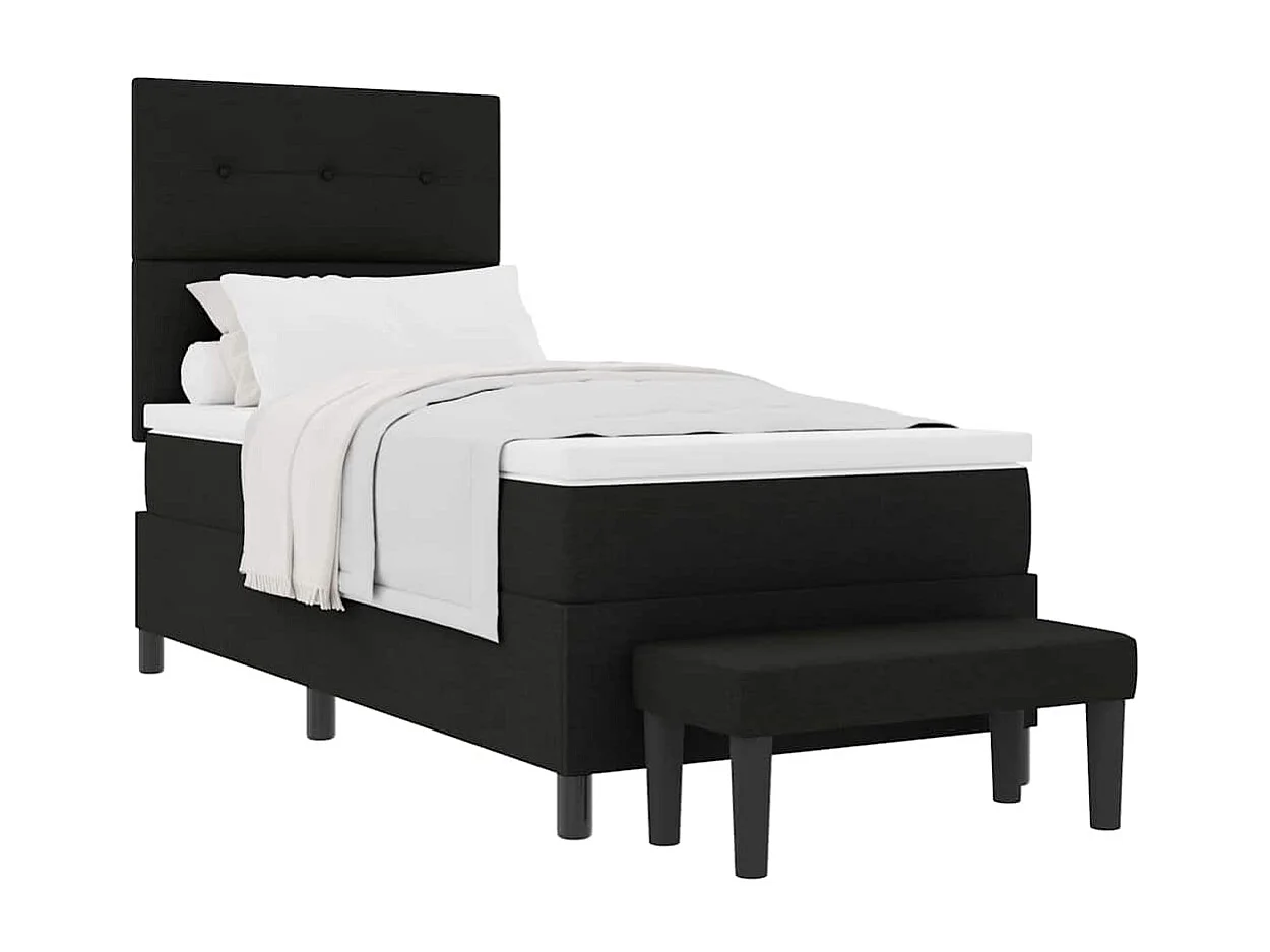 Boxspring bed met matras met hoofdeinde Zwart 100 x 200 cm Stof