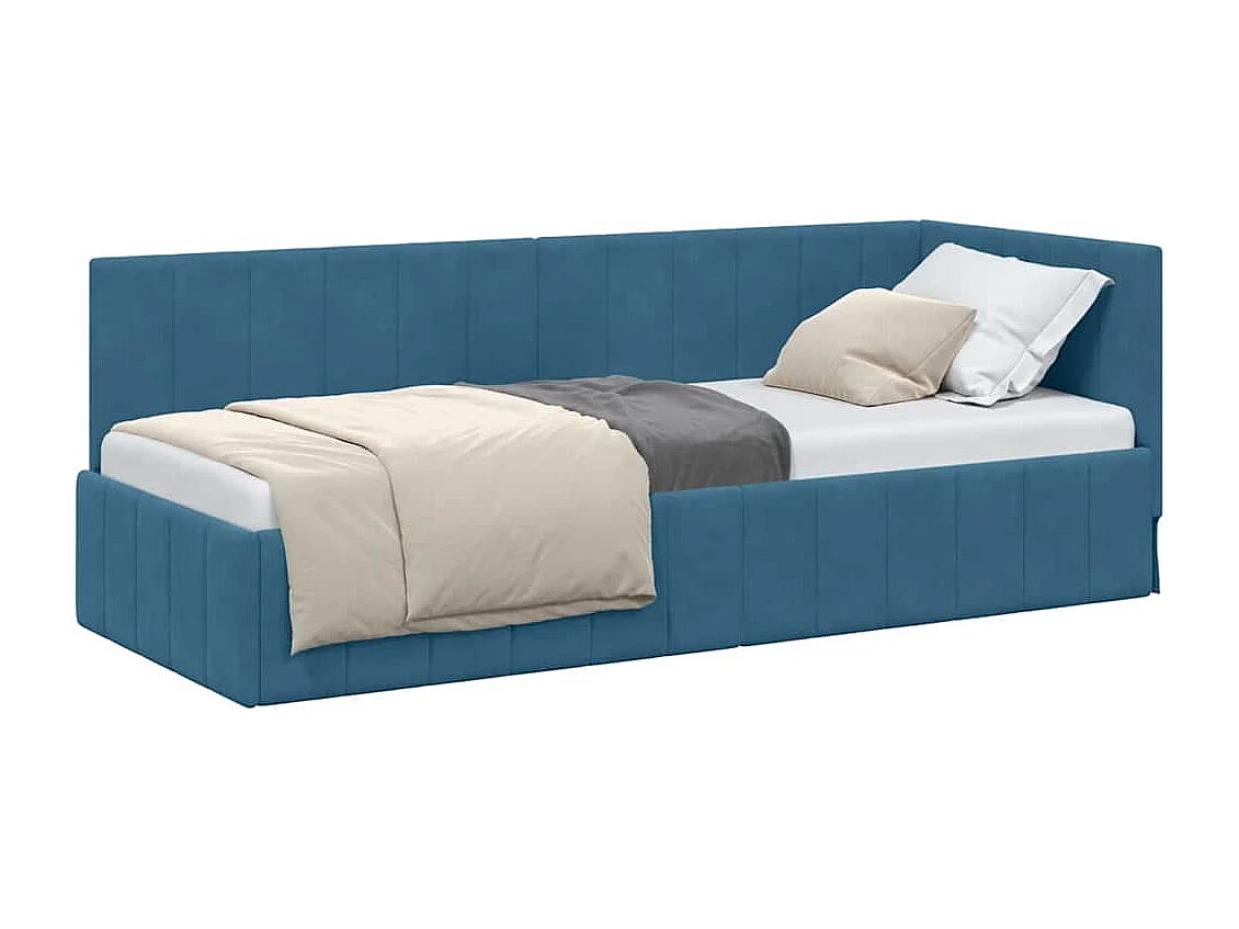 Cadre de lit d'angle avec tête de lit Bleu 80 x 200 cm Velours