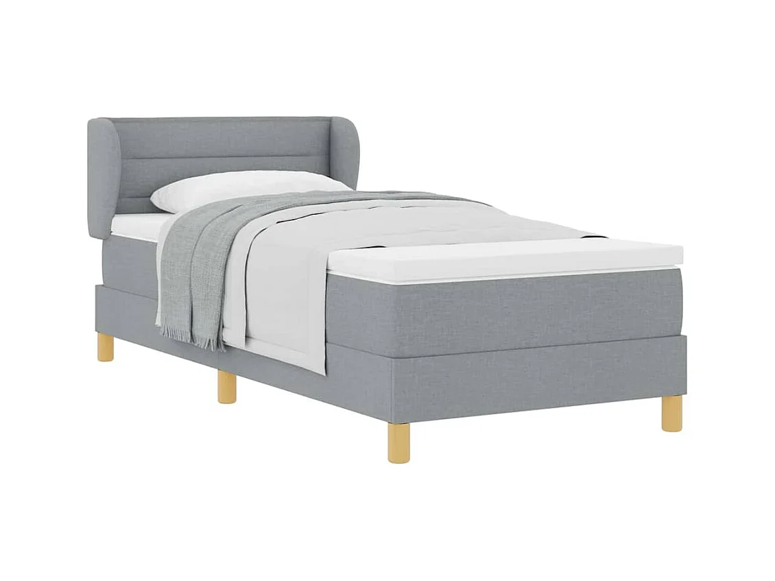 Cadre de lit avec Matelas Crème 90x200 cm Tissu Gris clair