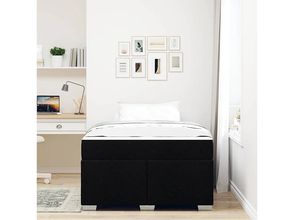 Estructura de cama Negro 120 x 200 cm tela