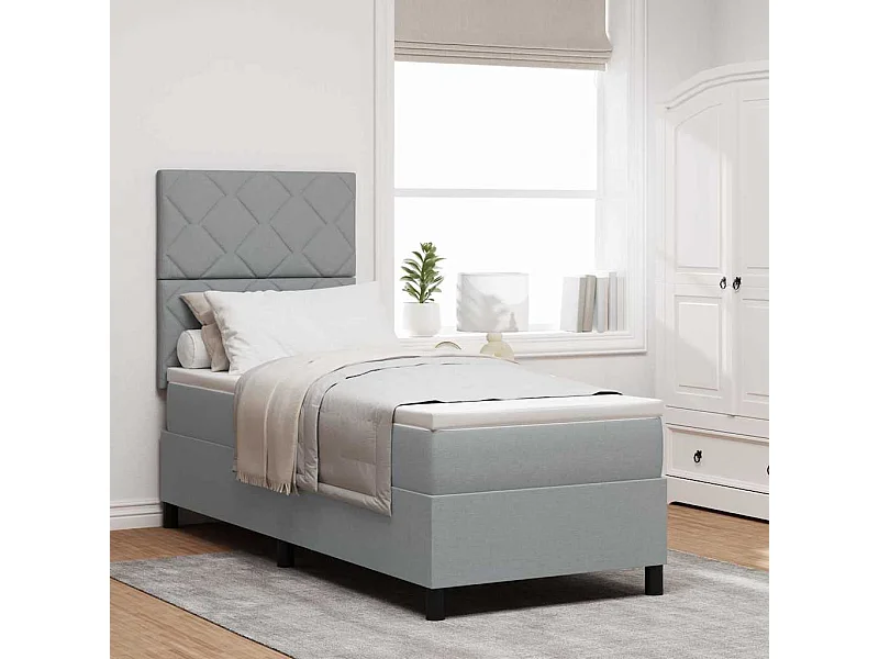 Cadre de lit avec matelas Gris clair 80 x 200 cm tissu