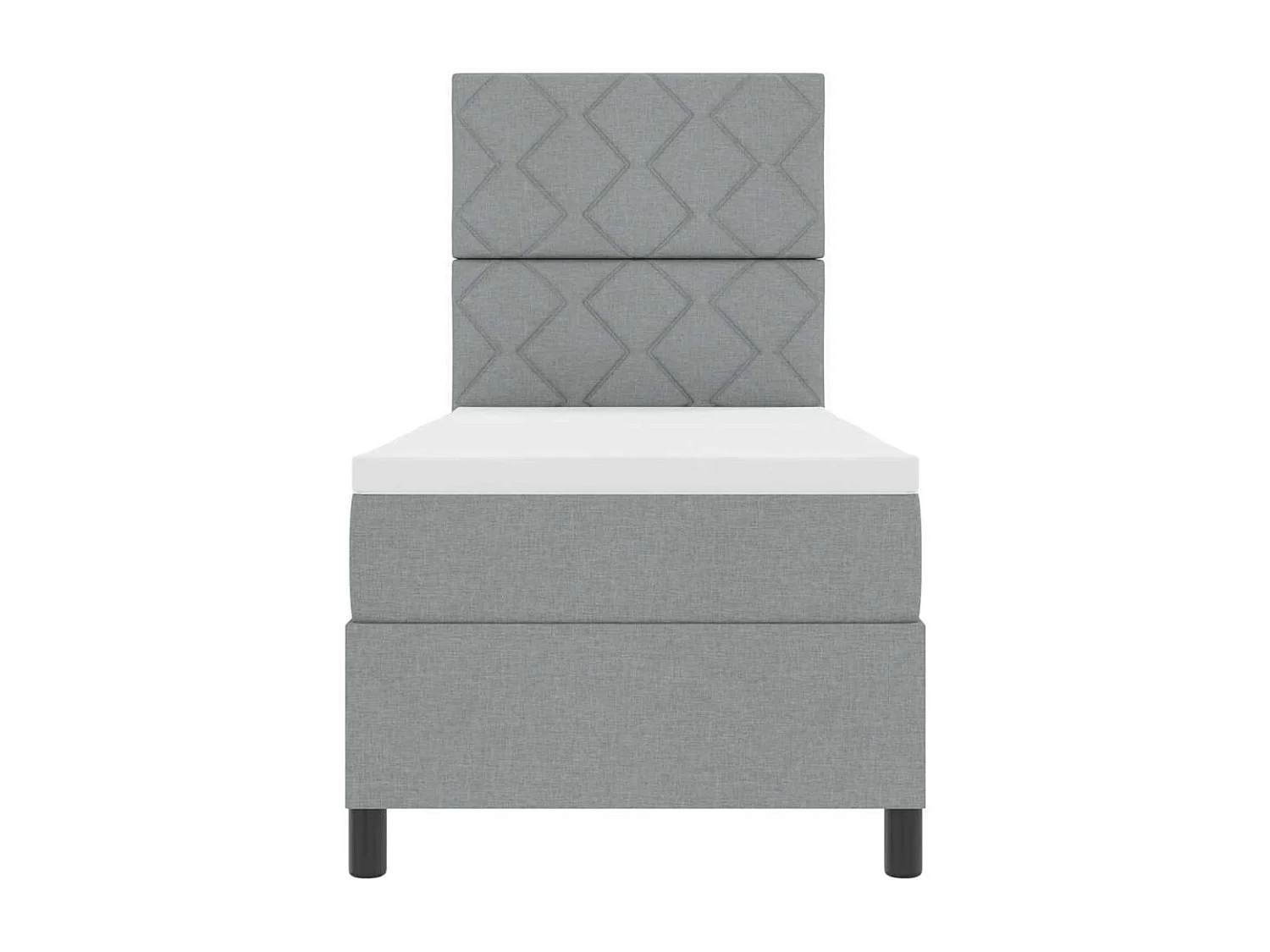Cama tipo Box Spring con colchón Gris claro 80 x 200 cm tela