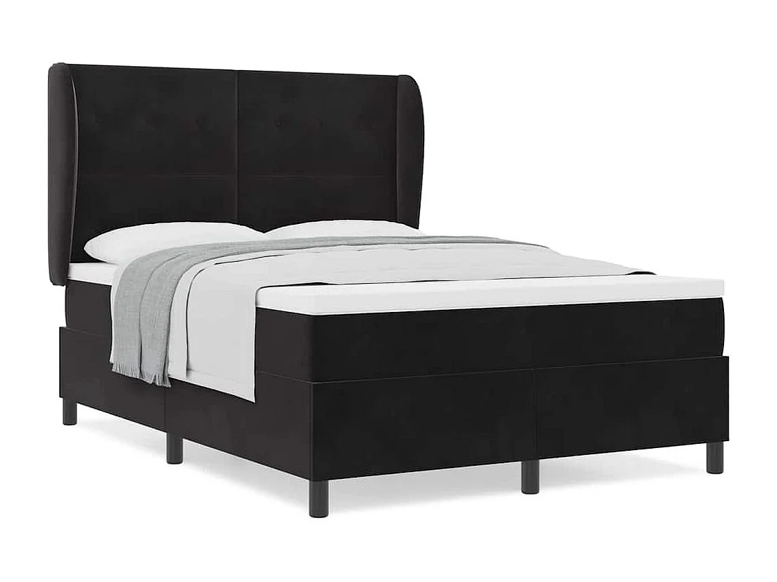Cadre de lit avec matelas Noir 140 x 190 cm Velours