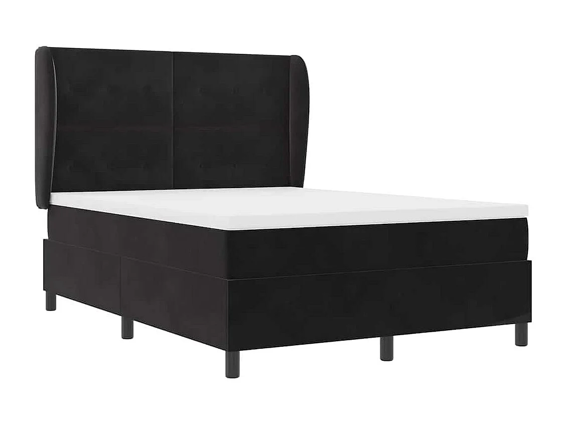 Cadre de lit avec matelas Noir 140 x 190 cm Velours