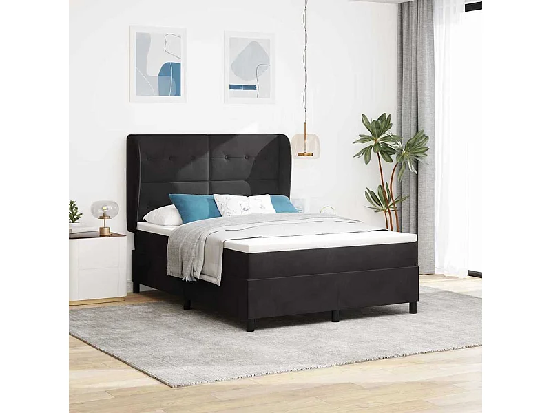 Cadre de lit avec matelas Noir 140 x 190 cm Velours