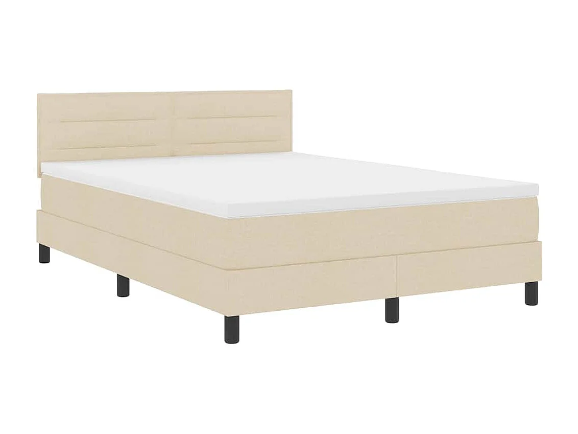 Cadre de lit avec matelas Crème 140 x 190 cm tissu