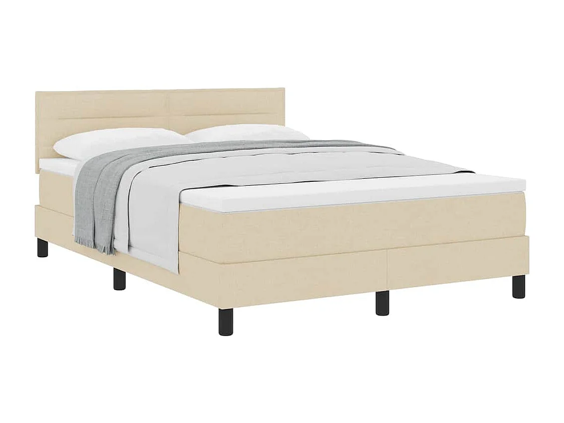 Cadre de lit avec matelas Crème 140 x 190 cm tissu