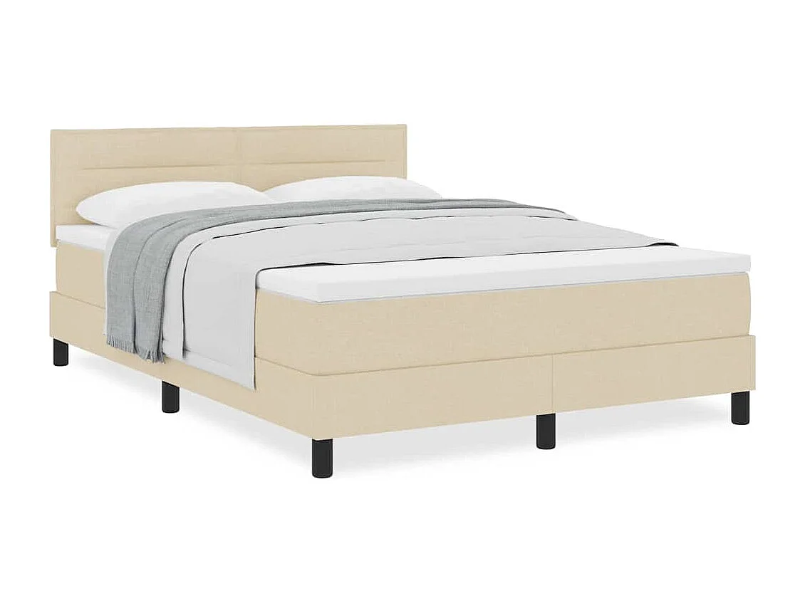 Cadre de lit avec matelas Crème 140 x 190 cm tissu