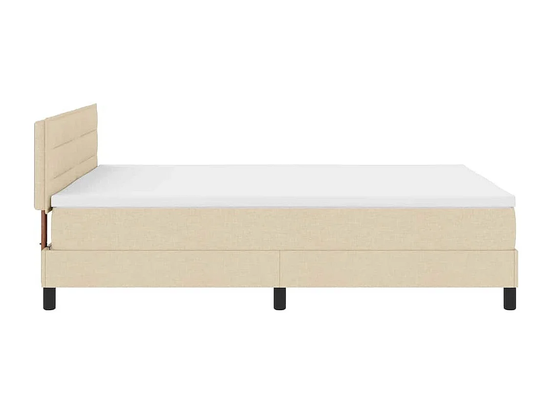Cadre de lit avec matelas Crème 140 x 190 cm tissu