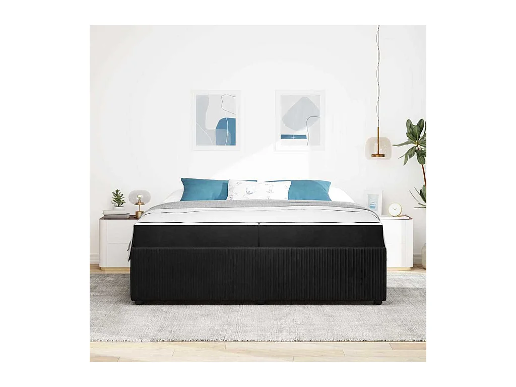 Cadre de lit avec matelas Noir 200 x 200 cm Velours