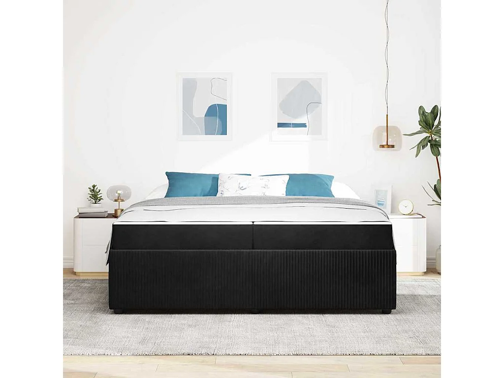 Cadre de lit avec matelas Noir 200 x 200 cm Velours
