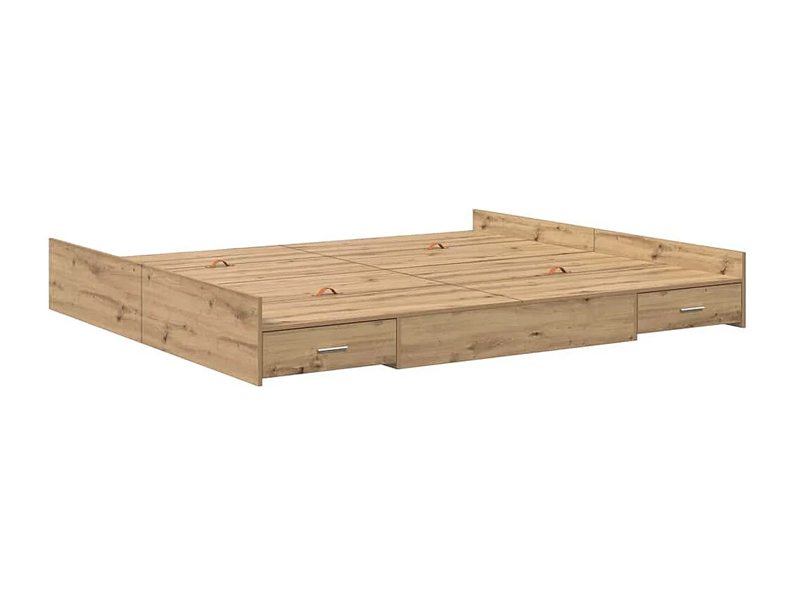 Cama con almacenamiento con cabecera Roble artisan 200 x 200 cm