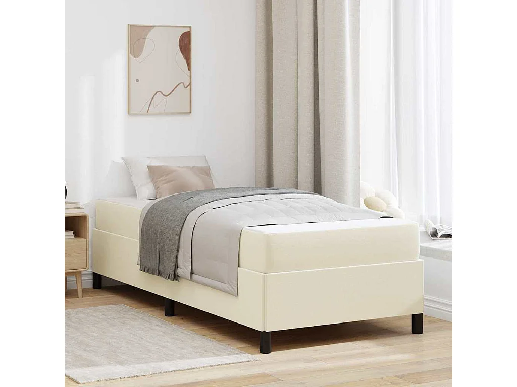 Estructura de cama con colchón con colchón Crema 90 x 200 cm