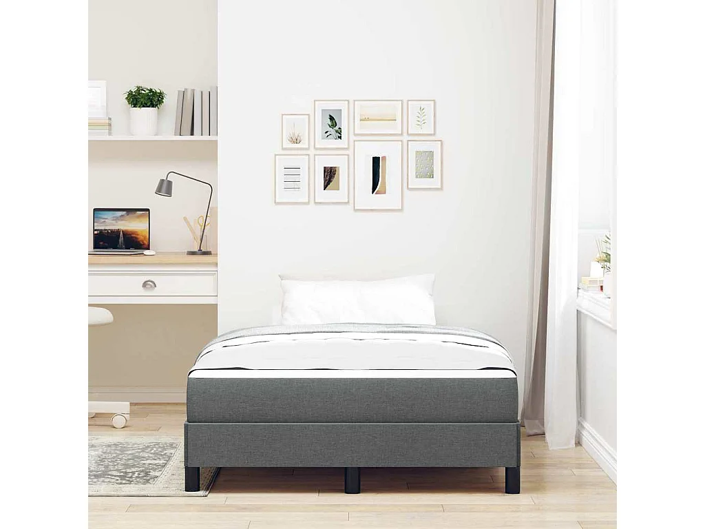 Cama Box com colchão Cinzento escuro 120 x 200 cm tecido