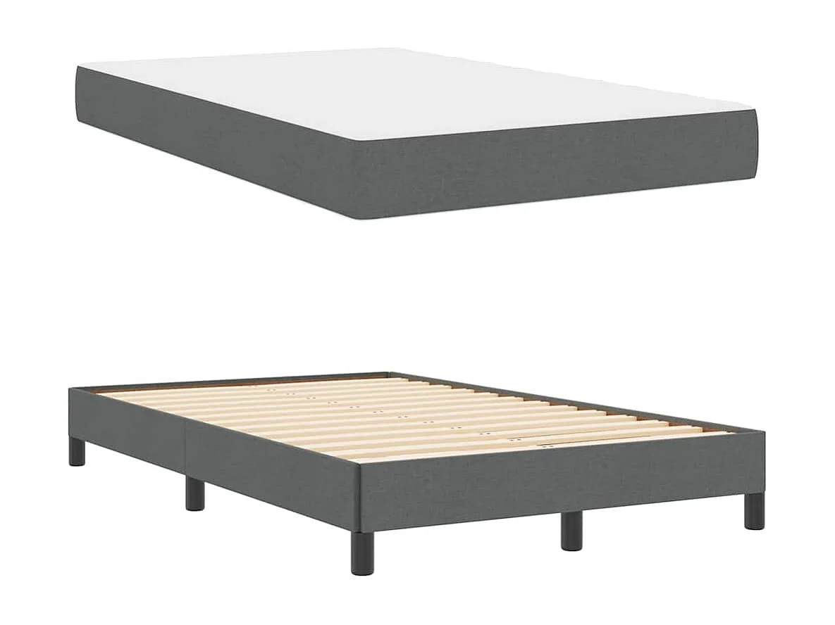 Cama Box com colchão Cinzento escuro 120 x 200 cm tecido