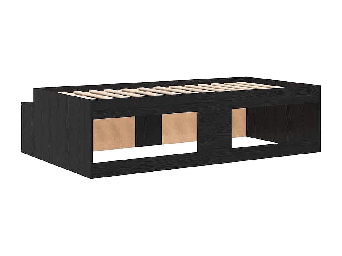 Opbergbedframe met opslag Zwart eiken 80 x 200 cm Bewerkt hout