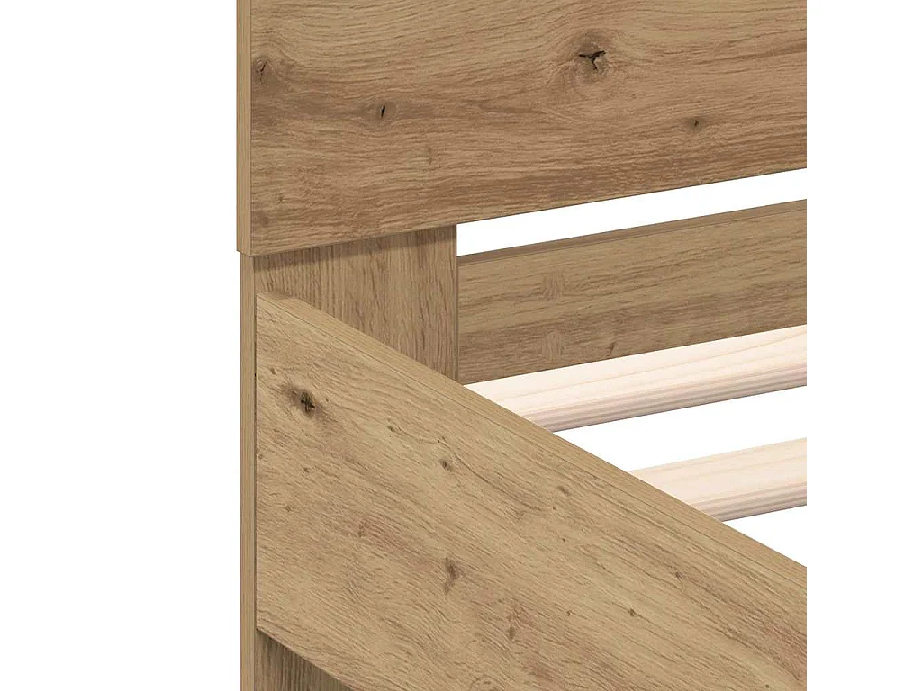 Cadre de lit chêne artisanal 135 x 190 cm Bois d'ingénierie