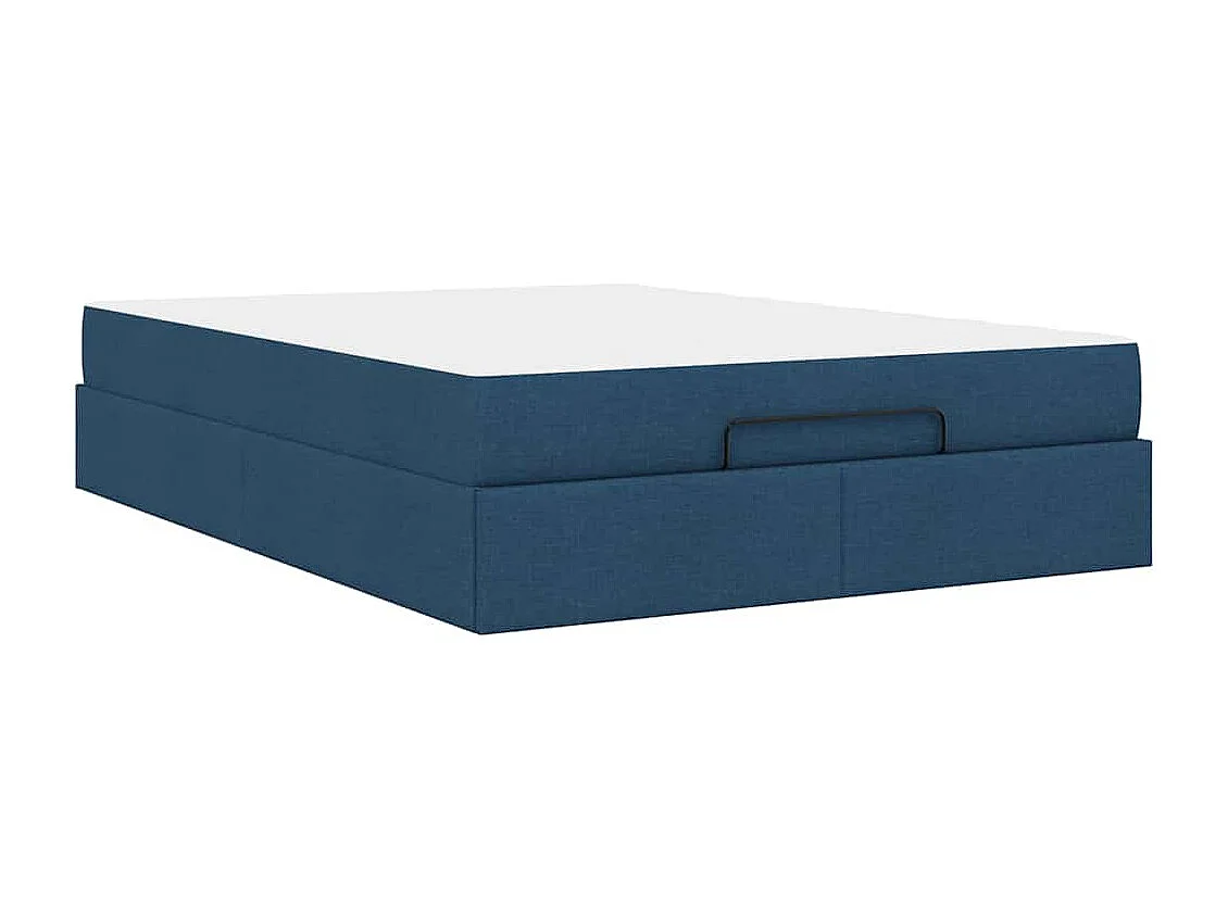 Estrutura da Cama com armazenamento Azul 140 x 200 cm tecido