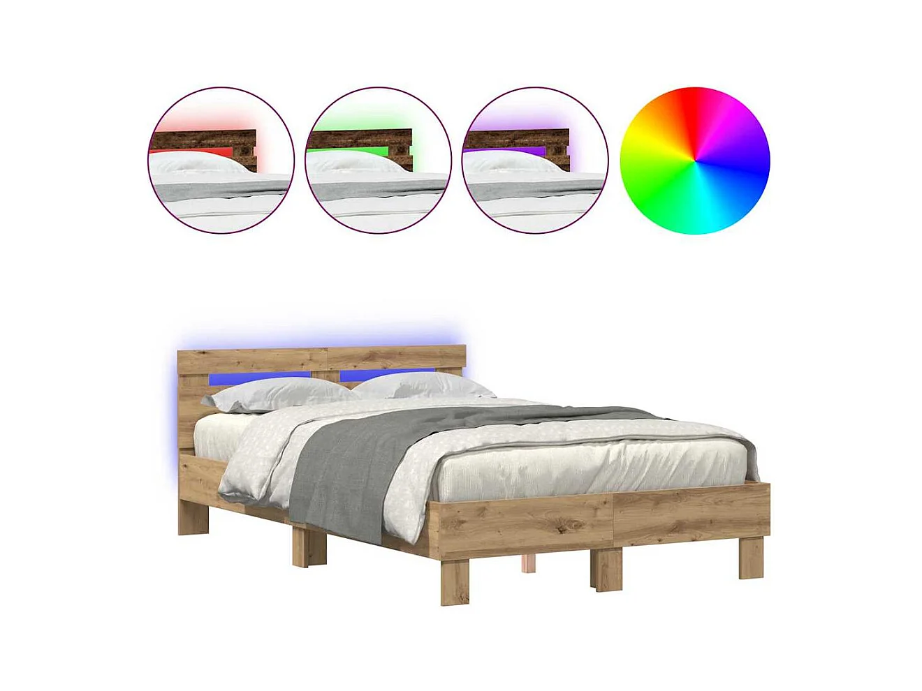 Estructura de cama con cabecera Roble artisan 120 x 200 cm