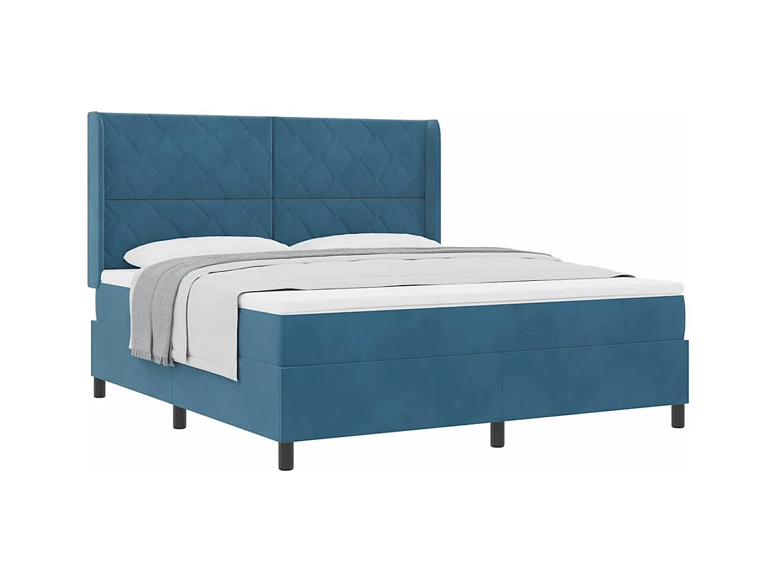 Cadre de lit avec tête de lit Bleu 180 x 200 cm Velours