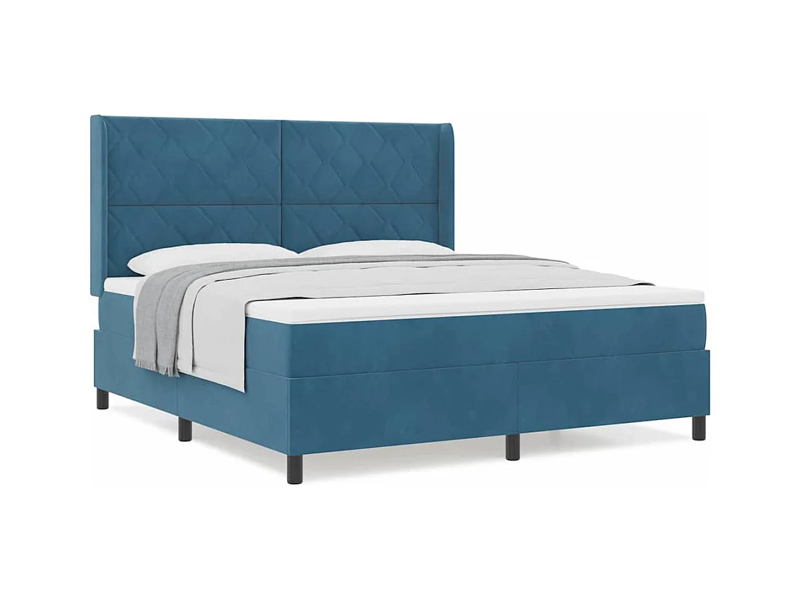 Cadre de lit avec tête de lit Bleu 180 x 200 cm Velours