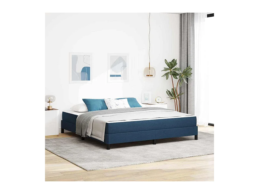 Cama Box com colchão Azul 180 x 200 cm tecido