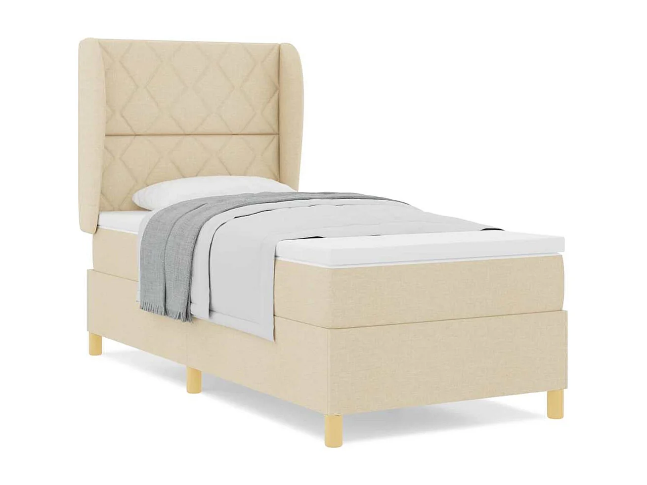 Cadre de lit avec matelas gris foncé 90x190 cm Crème