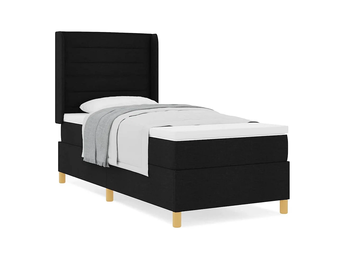 Cadre de lit avec matelas Noir 100 x 200 cm tissu