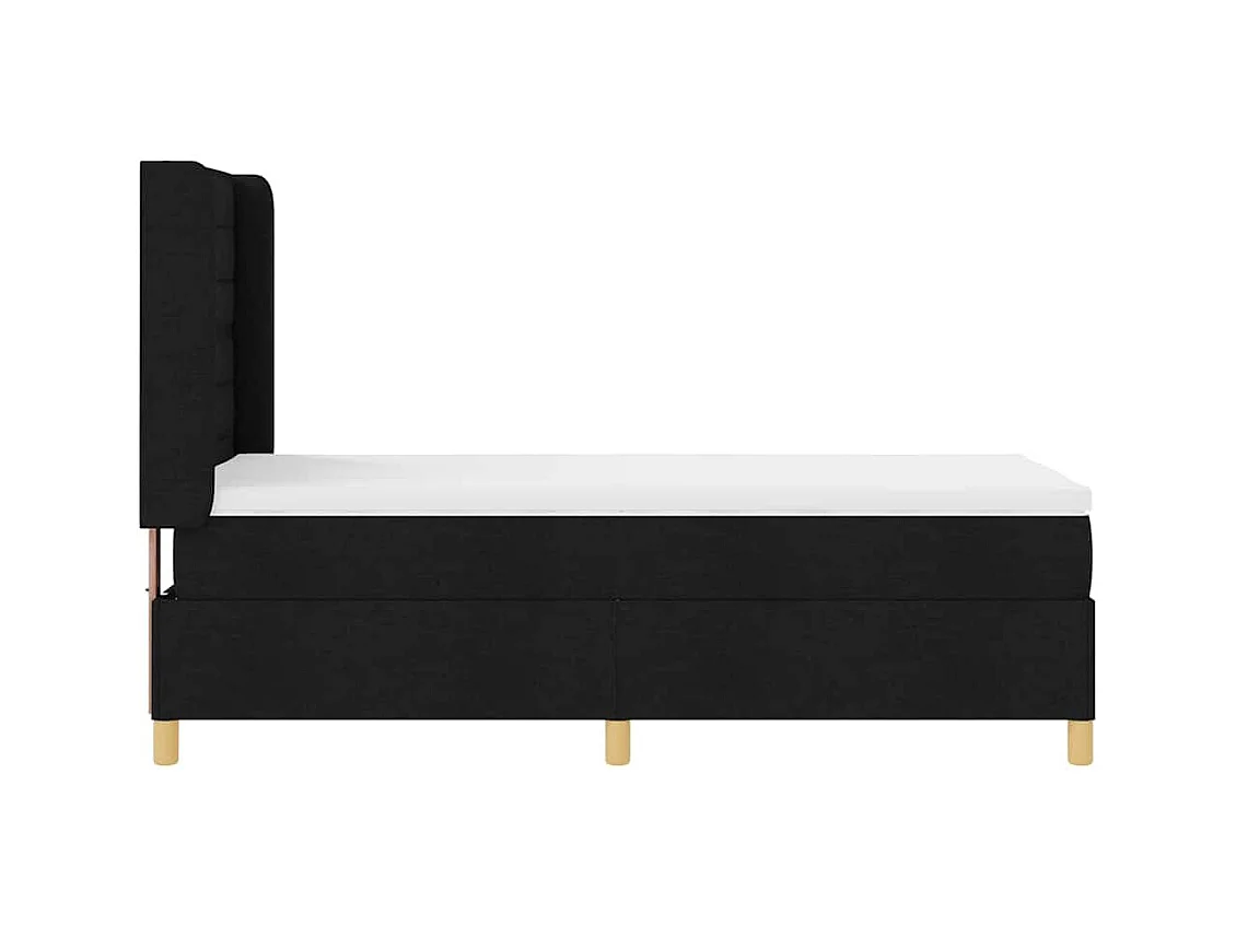 Cadre de lit avec matelas Noir 100 x 200 cm tissu