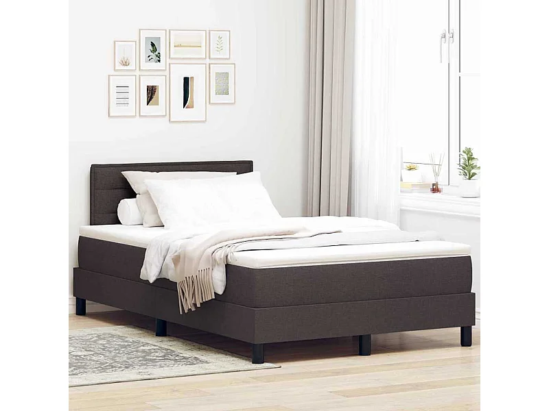 Cadre de lit avec matelas Marron foncé 120 x 200 cm tissu
