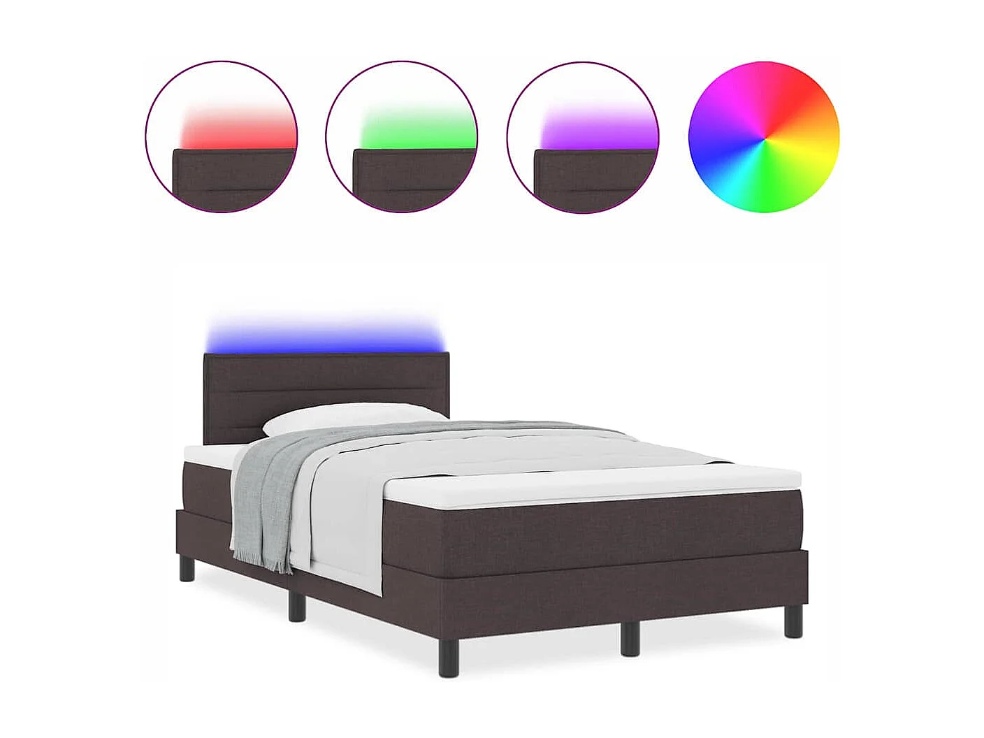 Cama tipo Box Spring Marrón Oscuro 120 x 200 cm tela