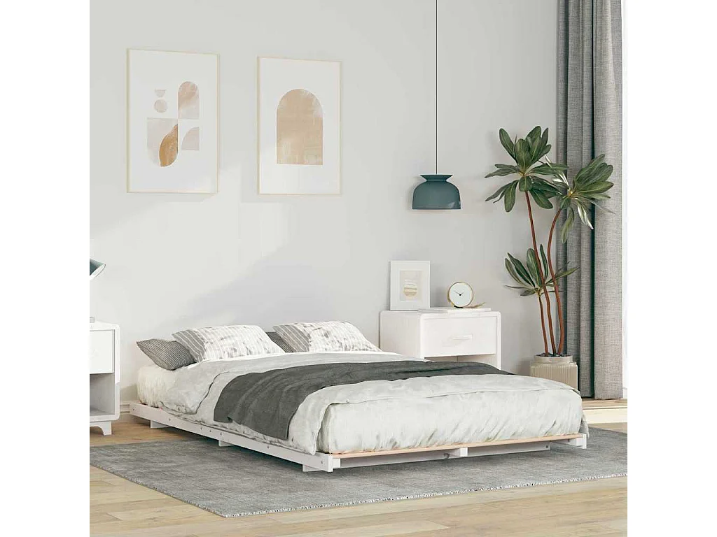Estructura de cama Blanco 120 x 200 cm Madera maciza de pino