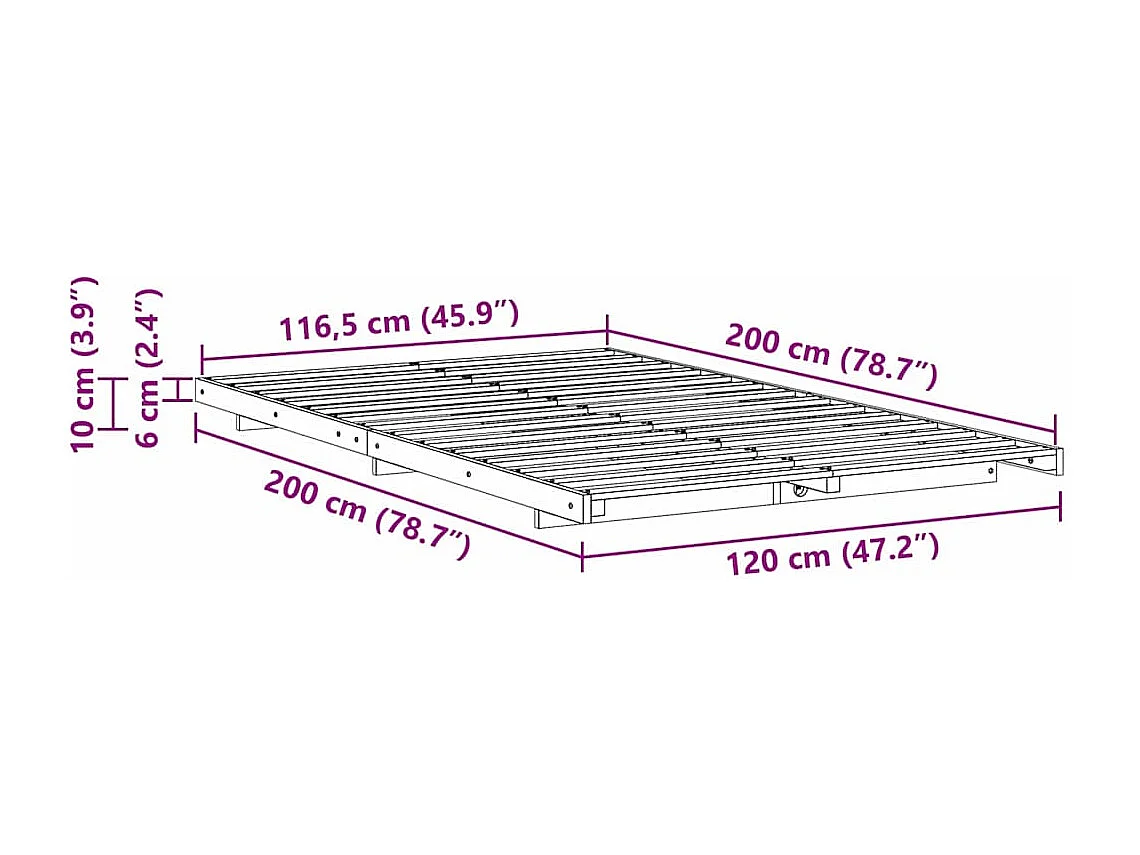 Estructura de cama Blanco 120 x 200 cm Madera maciza de pino