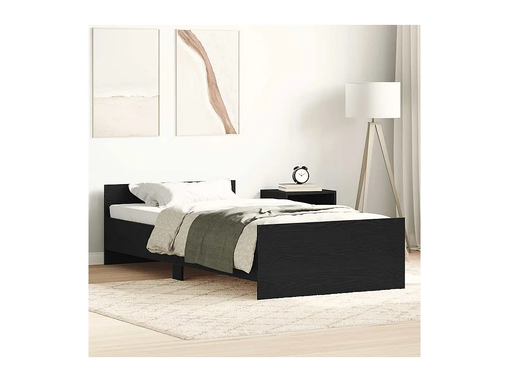 Cadre de lit sans matelas chêne noir 90x200cm bois d'ingénierie