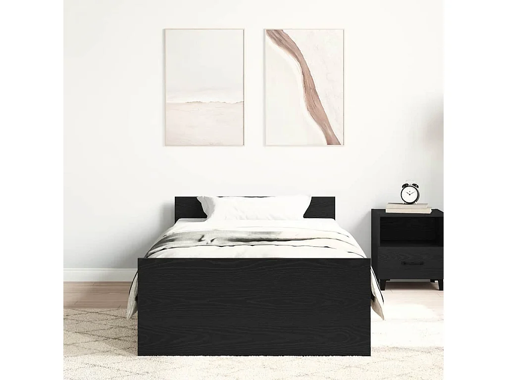Cadre de lit sans matelas chêne noir 90x200cm bois d'ingénierie