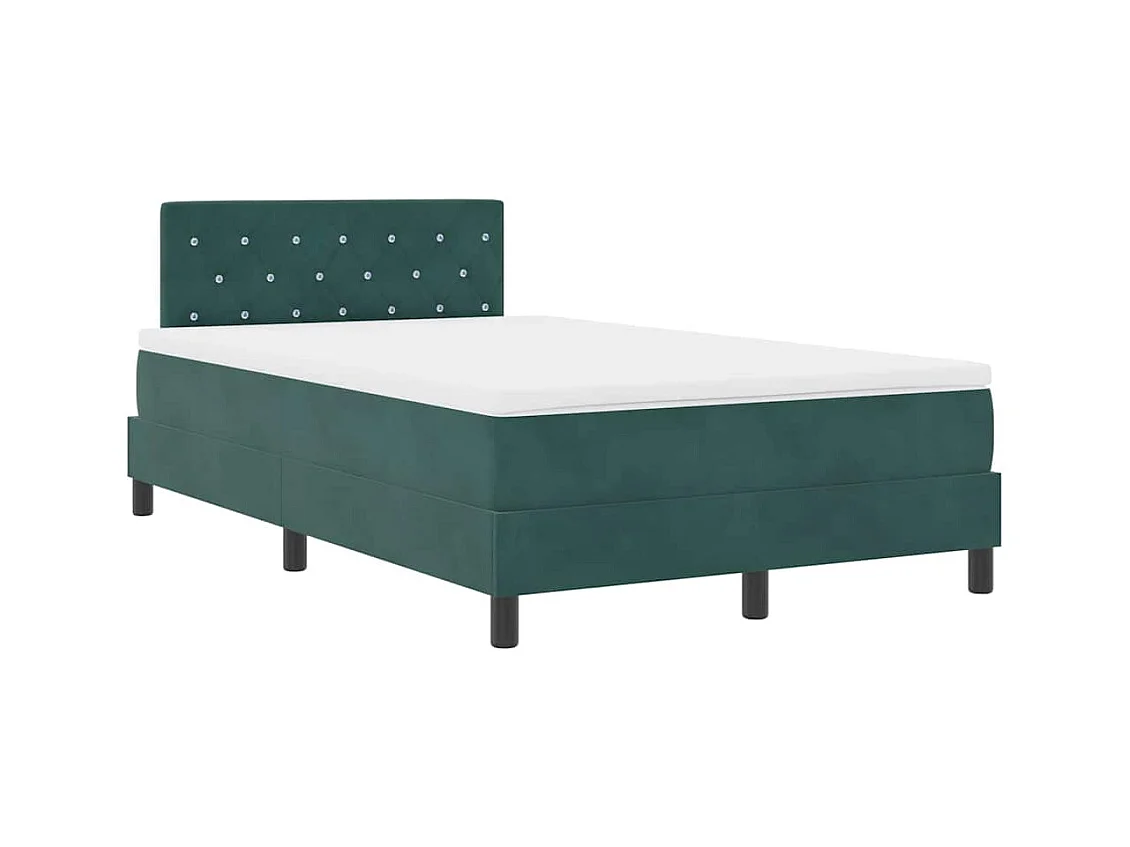 Cama Box Spring com Colchão Verde Escuro 120 x 200 cm tecido
