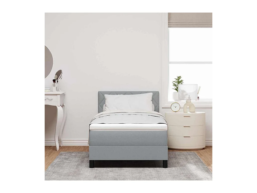 Boxspringbed met matras met matras Lichtgrijs 90 x 200 cm Stof